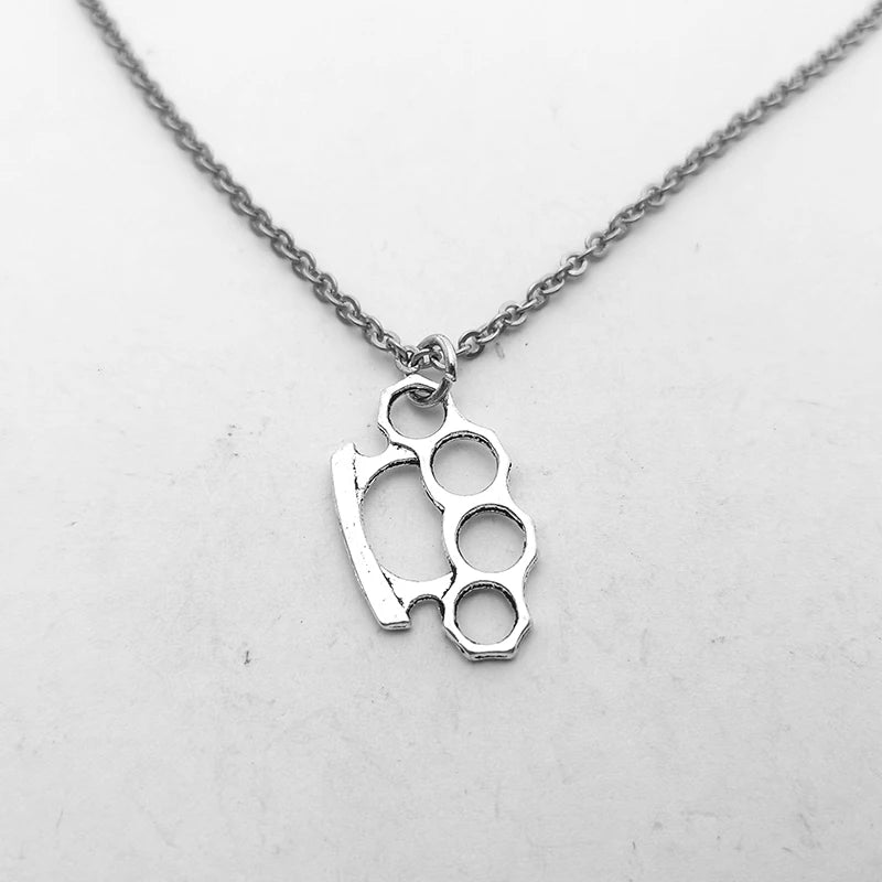 Halskette mit Schlagring-Anhänger für Damen und Herren, Halskette, Vintage, Sommer, Gothic, Gothic, Schmuck, Trend 2022, Accessoires, Urlaubsgeschenke