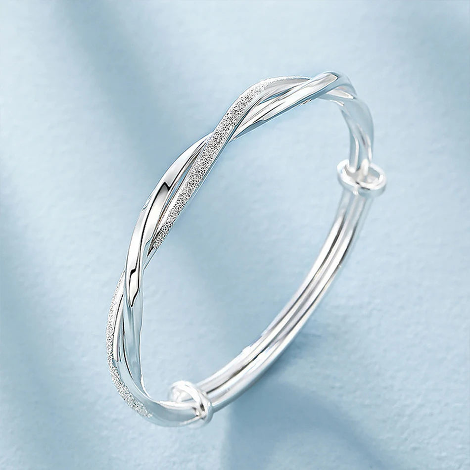 Original-Armbänder aus 925er-Sterlingsilber mit hübscher Webart, Armreifen für Damen, Mode, Party, Hochzeit, Verlobung, Schmuck, verstellbare Größe