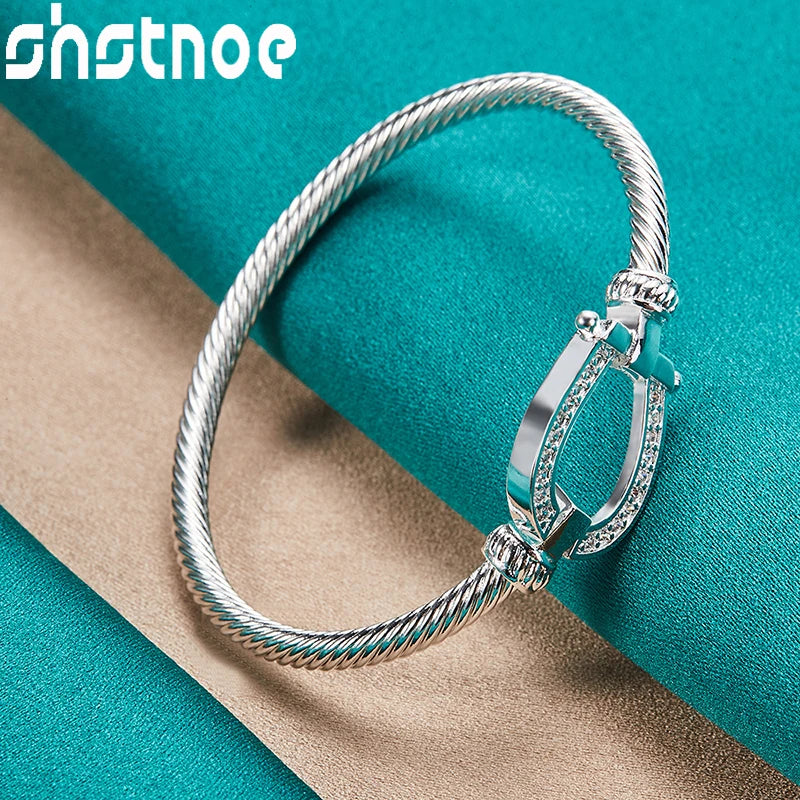 Shstone Sterling Silber Knoten Seil Armreifen für Frauen Mode Geburtstag Hochzeits feier trend ige Schmuck Dame Armbänder Geschenke