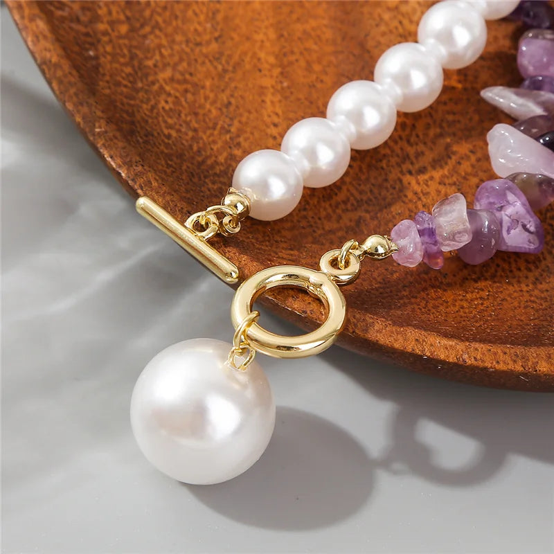 Elegante Imitation Perle Kette Choker Halsketten Für Frauen Kragen Naturstein Schlüsselbein Halskette Asymmetrie Schmuck Urlaub Geschenk
