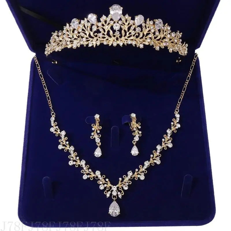 J78F Brauthochzeit Schmuck Set Shiny Zirkon Halshärerohrringe Kristall für Frauen