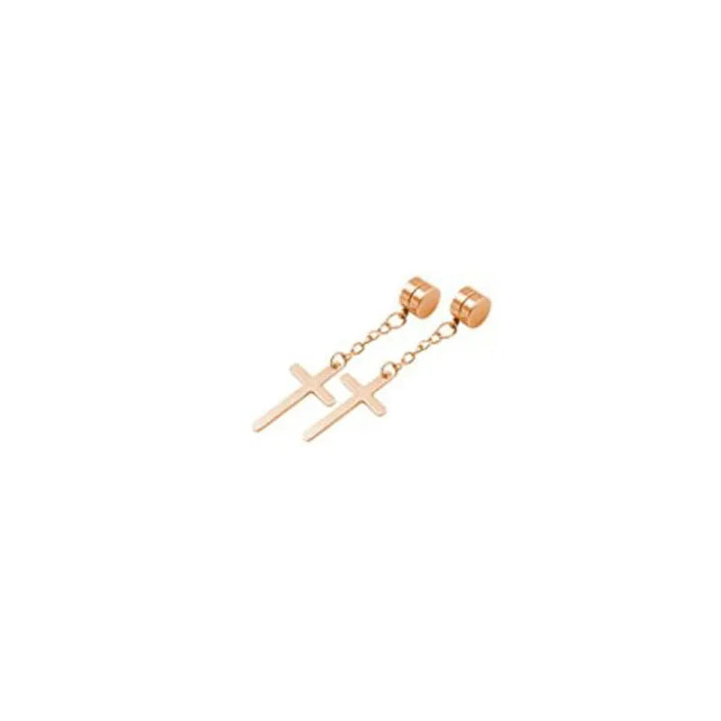 Punk Kreuz Anhänger Quaste Edelstahl Ohrringe Magnet Mode Geometrische Clip Ohr Schmuck Party Geschenke Für Frauen Männer