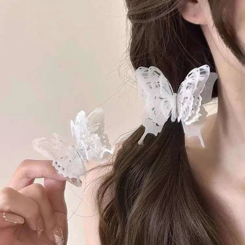 3d flattern Schmetterling Haars pangen y2k Eleganz flinke schöne Schmetterlinge schwarz weiß Haarnadel neuen Stil Zubehör für Frauen Mädchen