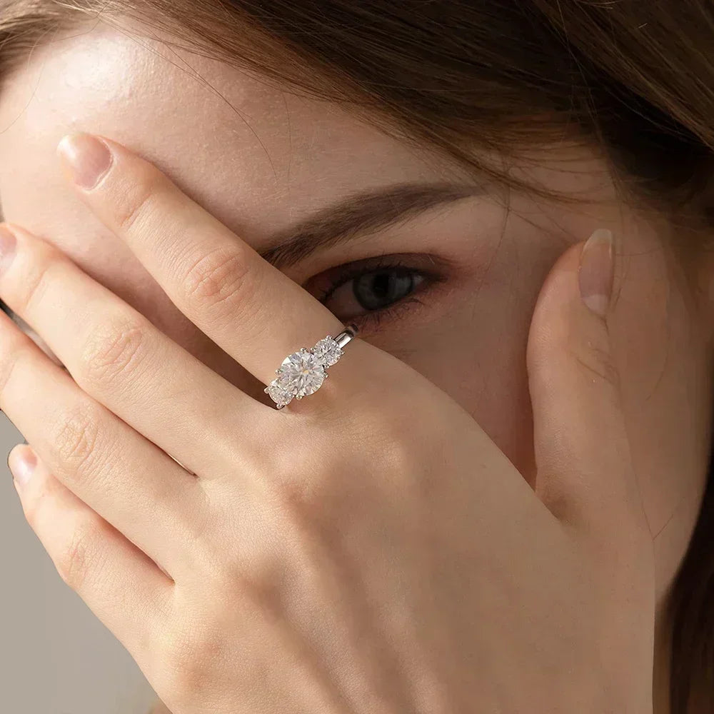 4-Karat-Moissanit-Ring mit Zertifikat, 925er-Sterlingsilber, Labordiamant im Brillantschliff, Verlobungsring, Ehering für Frauen