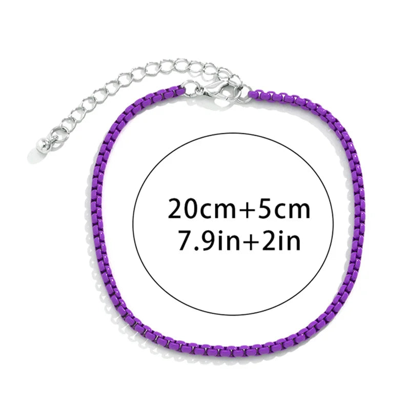 Bunte verstellbare Metallkette Fußkettchen Armband für Frauen Sommer Strand dünne Kette Knöchel Barfuß Y2K weiblicher Fußschmuck