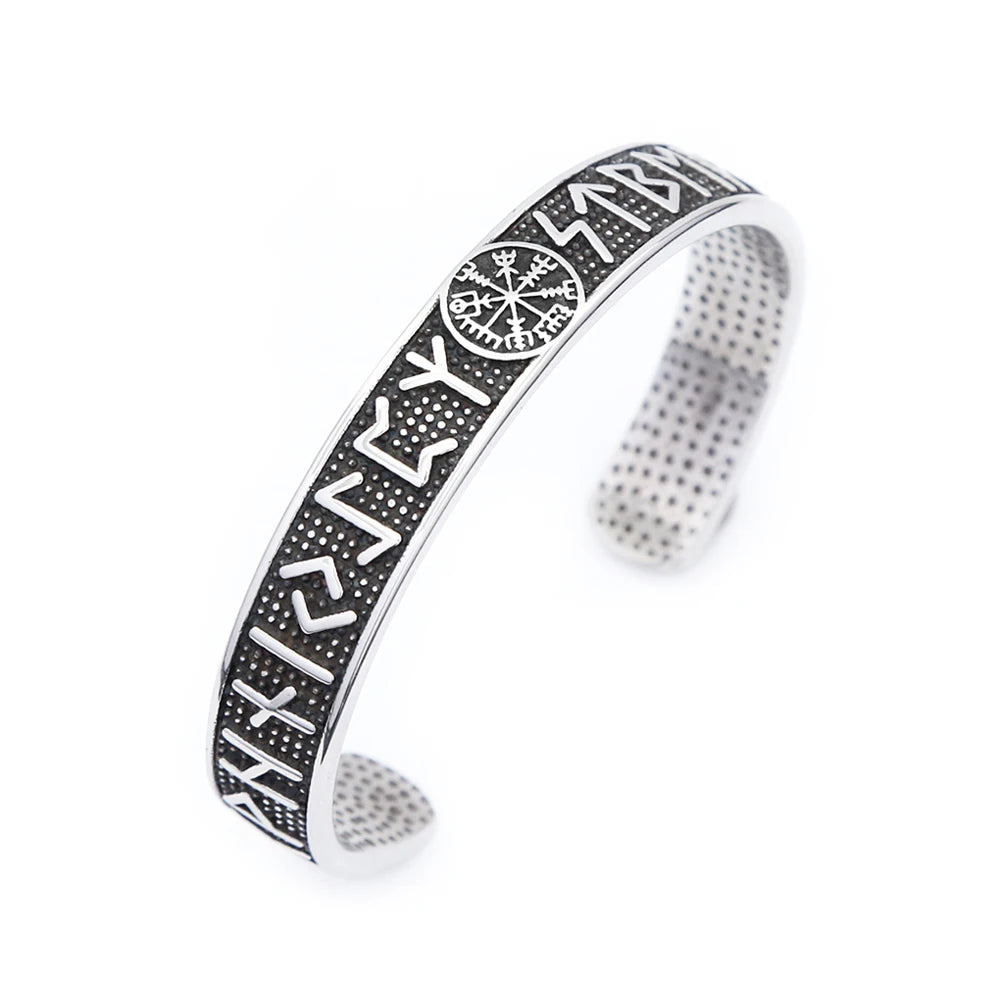 Vintage Nordic Vikings Kompass Armband 316L Edelstahl Viking Runen Manschette Armreifen Für Männer Frauen Mode Amulett Schmuck Geschenk