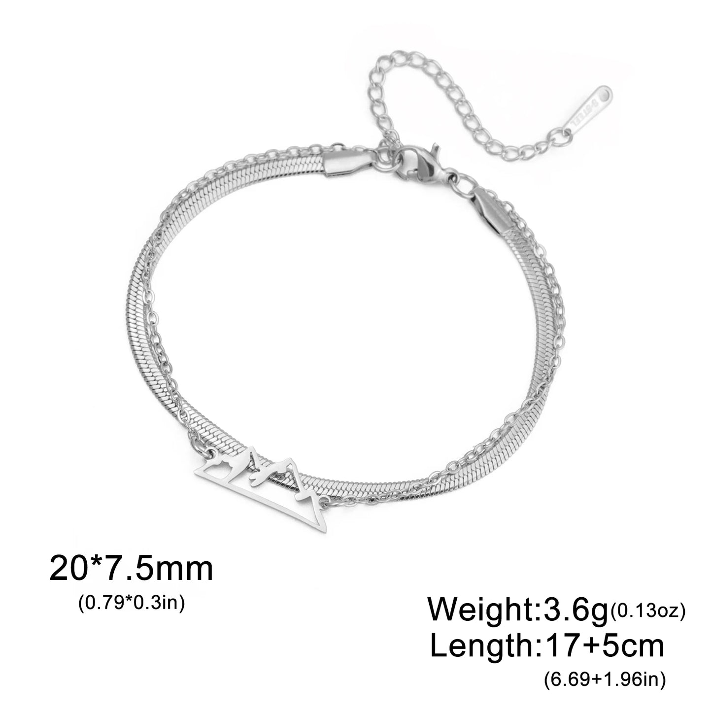Lucktune Mountain Charms Edelstahl Armband Schmuck Für Frau Mode Doppel Kette frauen Hand Armbänder Geburtstag Geschenk