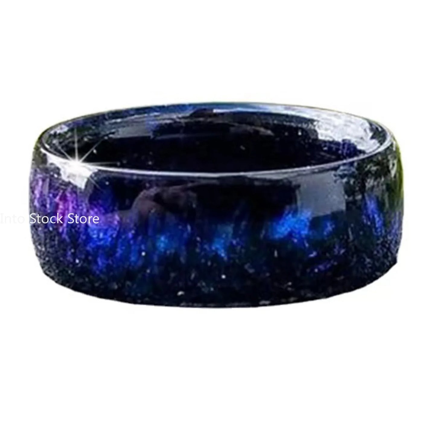 Sternenhimmel-Ring aus Acrylharz, bunter Regenbogen, Damen-Zeigefingerring, 7 Farben, Feueropal-Ringe für Frauen