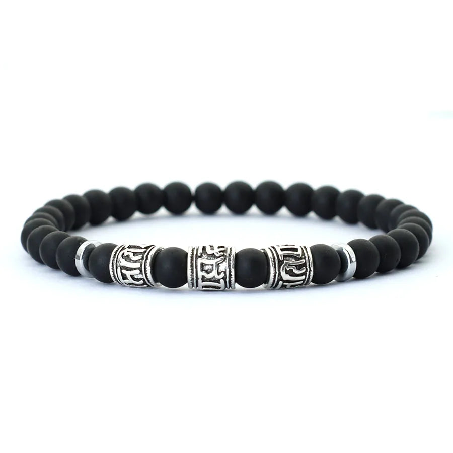 Vintage Herren Armband Perlen Om Mani Padme Hum Mantra Armband Wikinger Schmuck Zubehör Natürliche Lava Tigeraugen Stein Armband