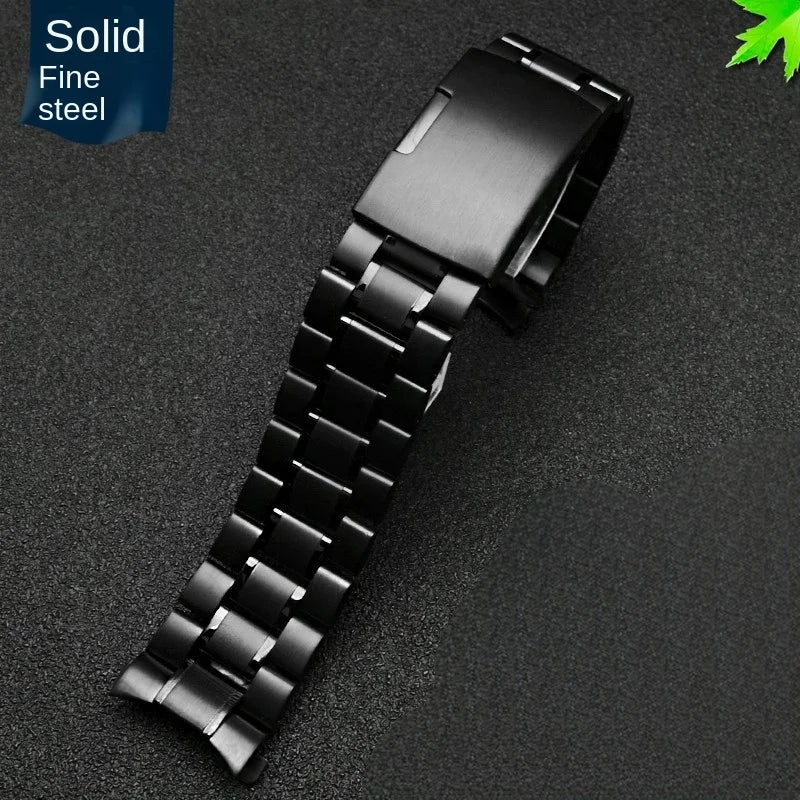 Gebogenes Ende Arc Metallarmband für Seiko Timex Citizen Casio Edelstahlarmband 20mm 22mm 24m Mattes Uhrenarmband Kettenarmband