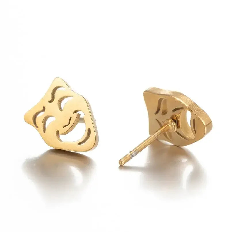 Hiphop Boho Lustiges Gesicht Ohrring Frauen Mädchen Glückliches Trauriges Gesicht Nagel Ohrstecker Asymmetrische Gezeitenfluss Bronics Winziger Modeschmuck