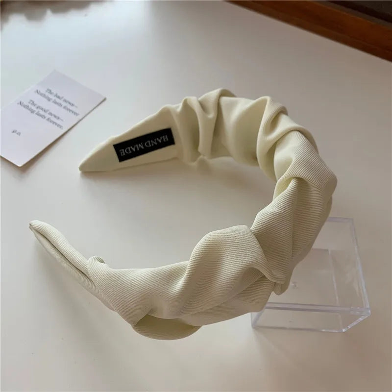 Koreanische Haarschmuck einfarbige Baumwolle zerkn ittert Frauen Kopf Reifen breite Lünette Make-up Haar bänder für Damen Kopf bedeckung neu