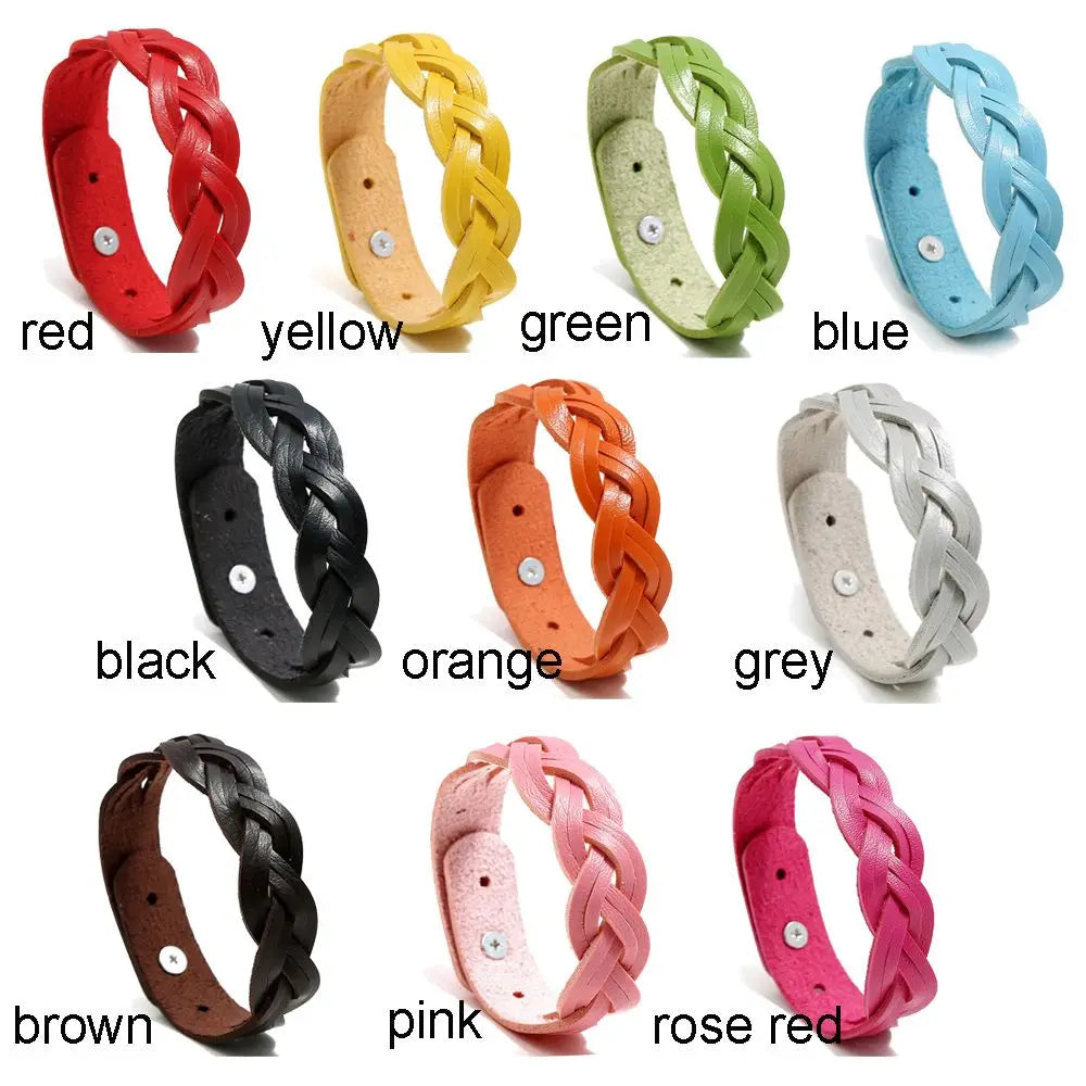 Mode solide geflochtene Twist Leder Armband einfache vielseitige Student Armreifen Punk Snap Armband Schmuck verstellbare Armband