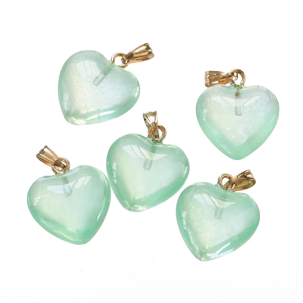 10 Teile/los Tschechische Lampwork Kristall Glas Herz Perlen Charms anhänger DIY Handgemachten Schmuck Machen Halsketten Ohrringe Zubehör