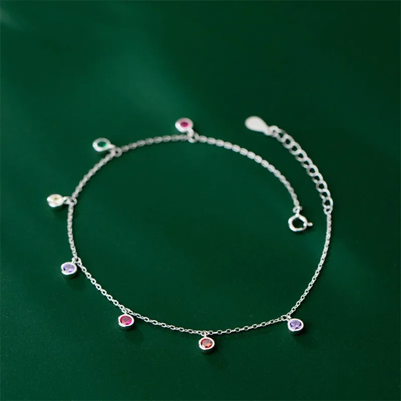 Fußkettchen aus 925er-Sterlingsilber, verstellbare Quaste, Zirkon, runde Perle, Charm-Fußkettchen, Armband für Frauen, Party, Strand, Schmuck für Frauen und Mädchen
