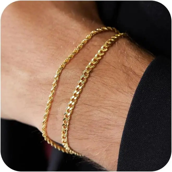 Edelstahl-Kettenarmbänder-Sets für Männer, wasserdicht, Twiste Cuban Link Chain Armband, Schmuck, Geschenke für Papa, Freund, Ehemann