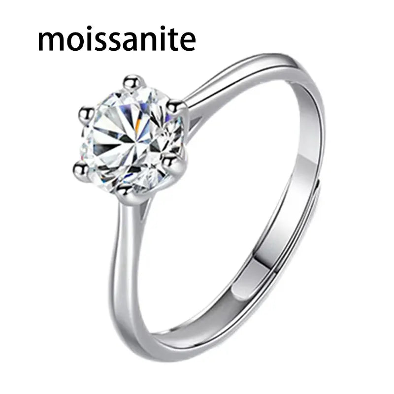 TEN CARATS 0,5-2CT verstellbarer Moissanit-Verlobungsring aus S925-Silber für Damen, ein laborgewachsenes Diamantgeschenk für Damen