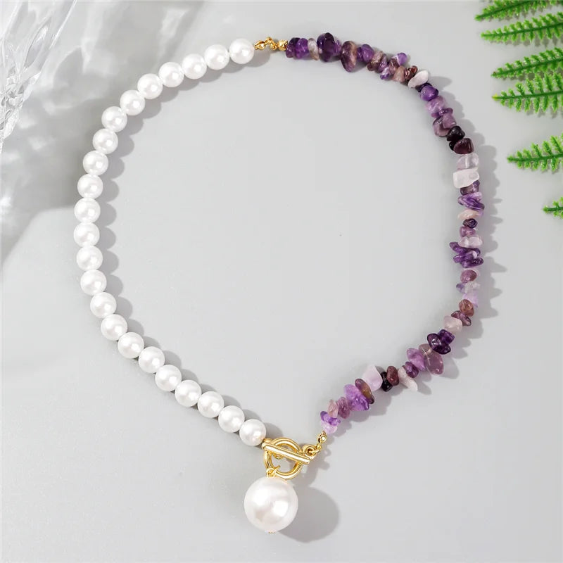 Elegante Imitation Perle Kette Choker Halsketten Für Frauen Kragen Naturstein Schlüsselbein Halskette Asymmetrie Schmuck Urlaub Geschenk