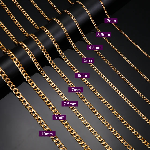 Teamer Kubanische Kette Halskette für Männer Frauen Basic Punk Edelstahl Curb Link Kette Colliers Gold Farbe männer Halsketten schmuck