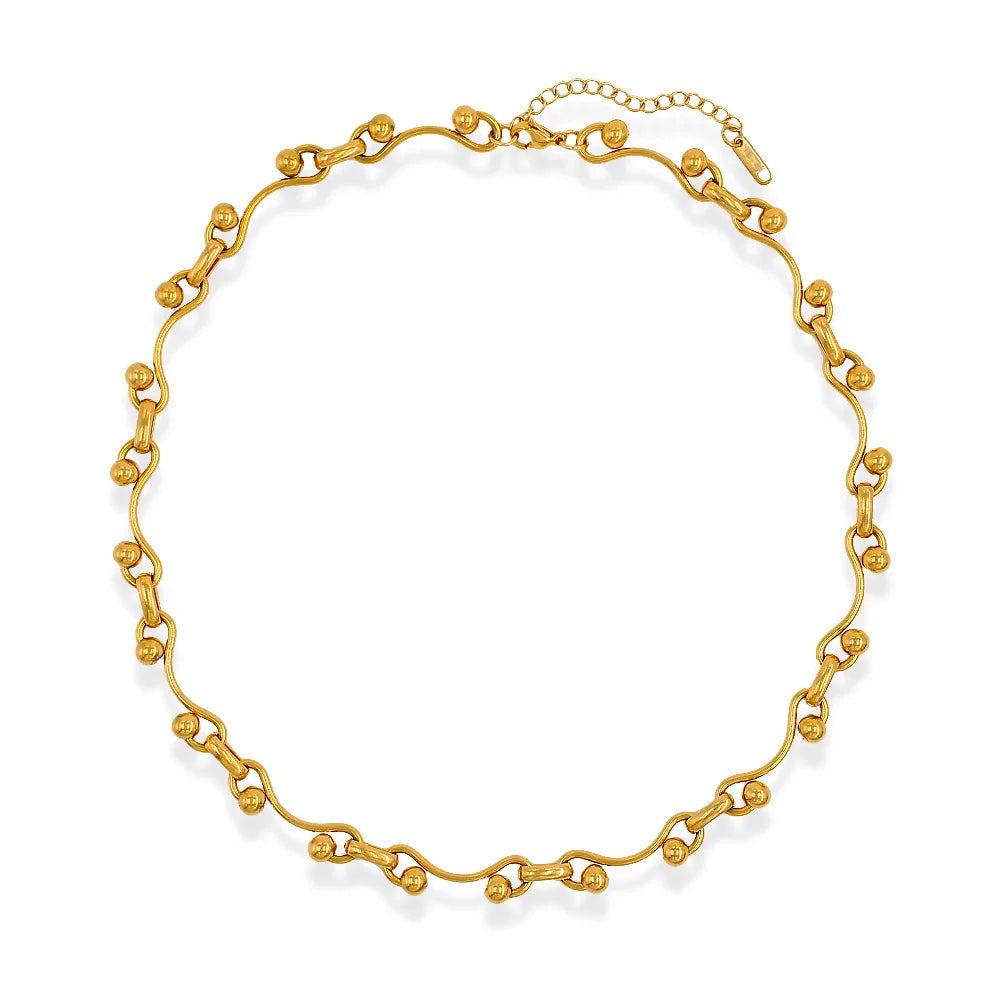 DASEIN Neue 18 Karat vergoldete Vintage-Punk-Kettenhalskette, anlaufgeschützter Edelstahl, zierlicher polierter Schmuck für Frauen