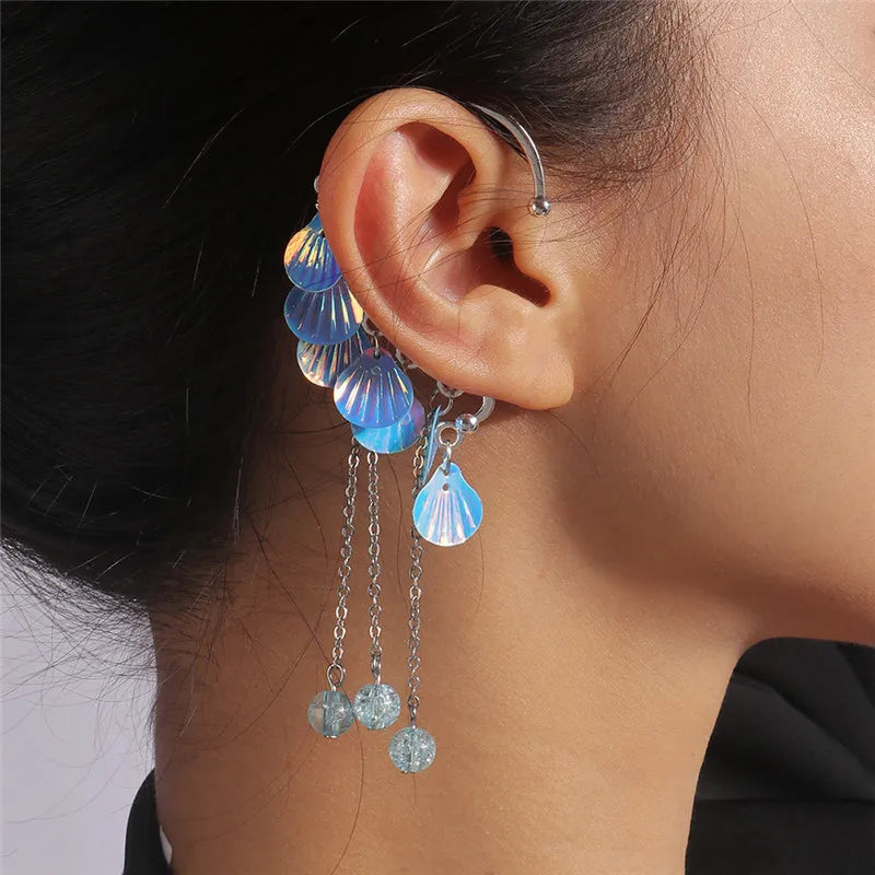 Aihua Neue Mode Gold Farbe Conch Shell Clip Ohrringe Für Frauen Einfache Gefälschte Knorpel Lange Quaste Ohr Manschette Schmuck Geschenke