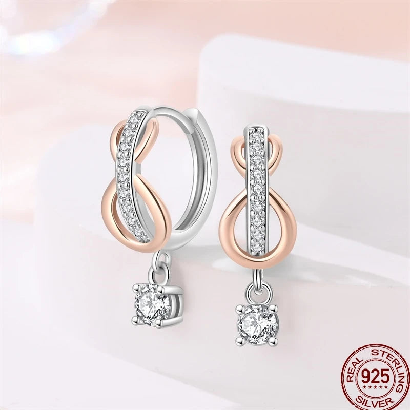 Ohrnadel aus 925er-Sterlingsilber, minimalistisch, gedreht, rund, Gold, Creolen, modisch, Zirkon, Ohrschnalle, Hochzeit, Damenschmuck, Geschenk