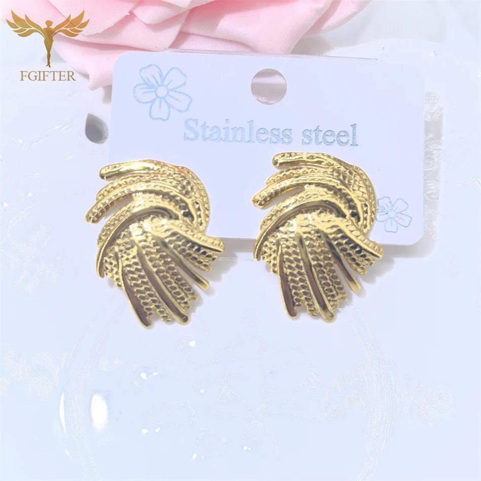 Elegante lässige Blatt-Ohrringe, vergoldeter Edelstahl, Ohrpiercing-Schmuck, Raubtier-Ohrstecker, Damen- und Mädchen-Geschenke mit Box