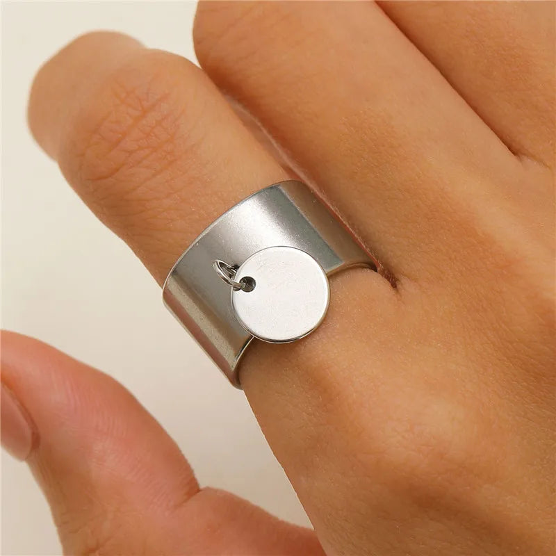 Mode Meer Tier Anhänger Ring für Frauen Runde Geometrische Joint Schmuck Mädchen Urlaub Edelstahl Charme Ringe Großhandel