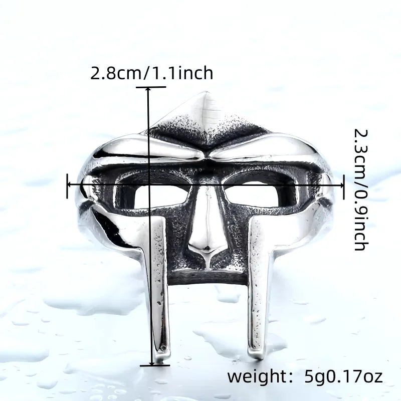 Vintage Goth Mf Doom Maske Verstellbarer Gelenkring für Männer Gladiator Punk Ägyptischer Pharao Männlicher offener Ring Schmuck