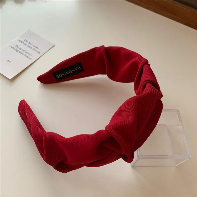 Koreanische Haarschmuck einfarbige Baumwolle zerkn ittert Frauen Kopf Reifen breite Lünette Make-up Haar bänder für Damen Kopf bedeckung neu