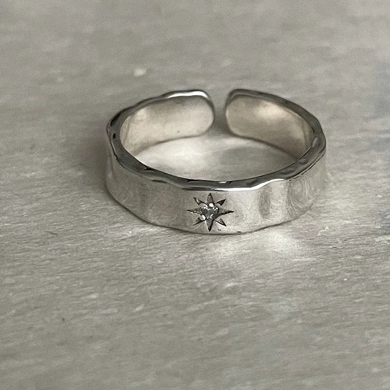 Y2K Öffnung Ring Paar Punk Unregelmäßige Sterne Mond Finger Ringe Liebhaber Handgemachte Design Schmuck Frauen Männer Hip Hop Party Geschenke