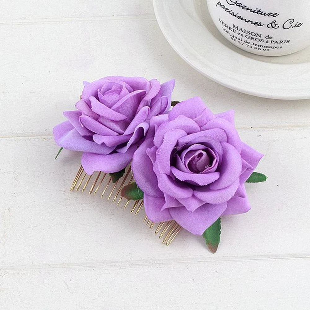Flamenco Blumen Für Haar DIY Kopfschmuck Für Braut Beflockung Tuch Rote Rose Blume Haarnadel Haar Clip Party Haar Zubehör