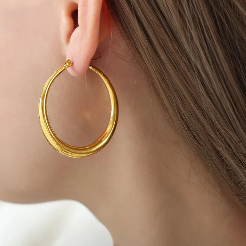 Runde Edelstahl Große Ohrringe für Frauen Hip-Hop Neue Weibliche Creolen Luxus Schmuck Freundin Geschenk Großhandel