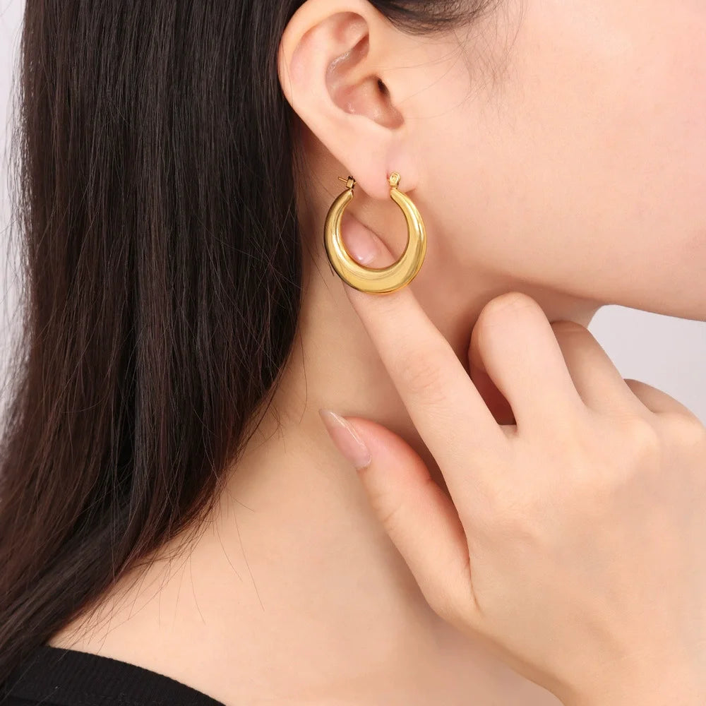 Runde Edelstahl Große Ohrringe für Frauen Hip-Hop Neue Weibliche Creolen Luxus Schmuck Freundin Geschenk Großhandel