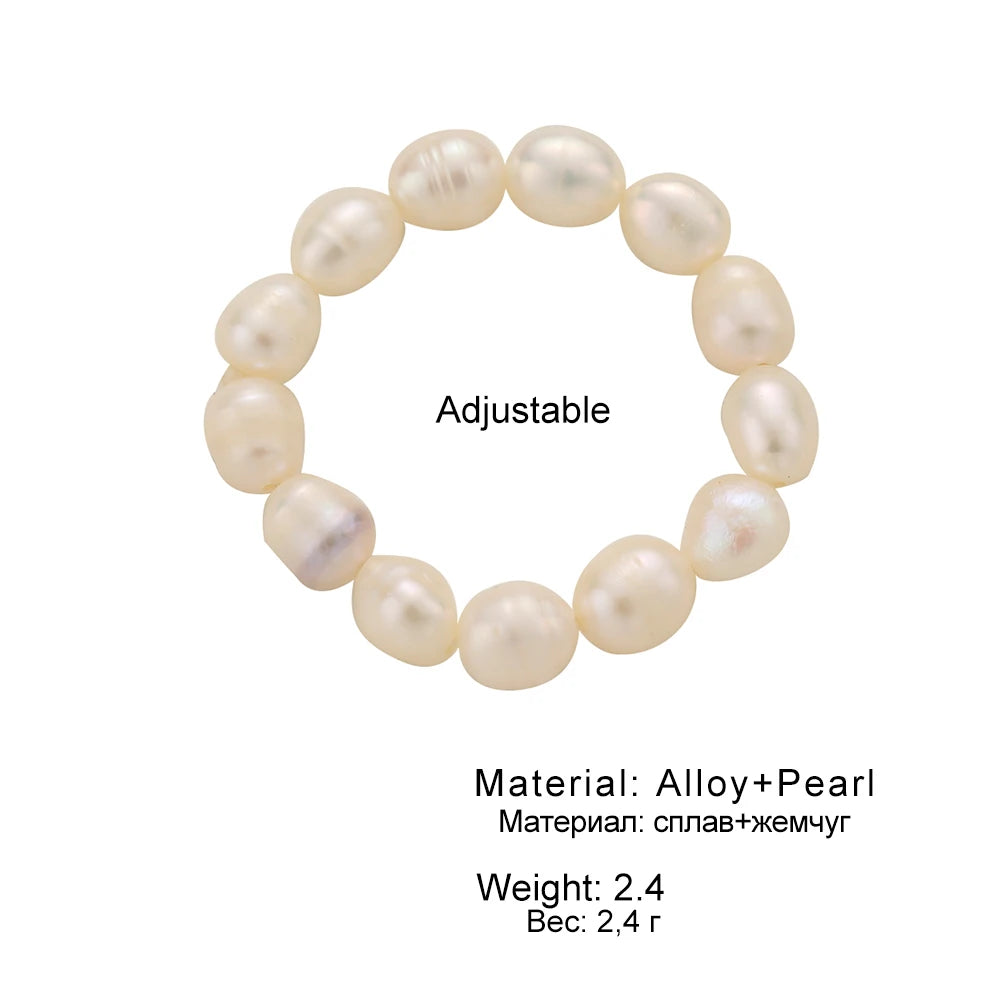 Nette Minimalistische Perle Perlen Ringe für Frauen Koreanische Unregelmäßige Perle Finger Ringe Trend Frauen Schmuck Geschenke