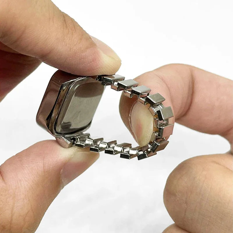 Vintage Punk Finger Uhr Mini Gummiband Legierung Uhren Paar Ringe Schmuck Uhr Retro Römischen Quarzuhr Ringe Frauen Männer
