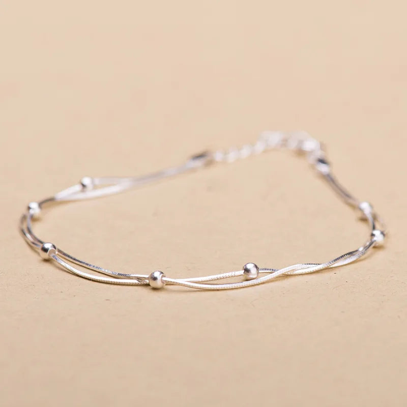 Neue Modeschmuck 925 Sterling Silber Armbänder Runde Einfache Persönlichkeit Süße Armbänder