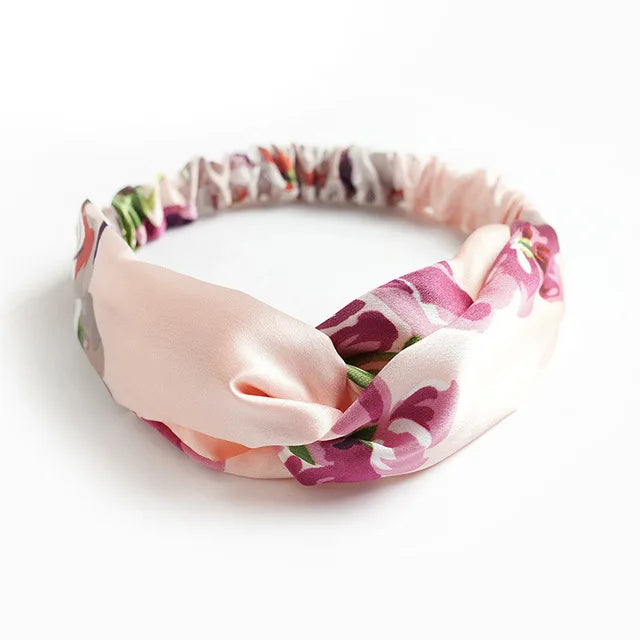 Neue Boho Frauen Weiche Solid Print Stirnbänder Vintage Kreuz Knoten Elastische Haarbänder Turban Bandanas Mädchen Haar Bands Haar Zubehör