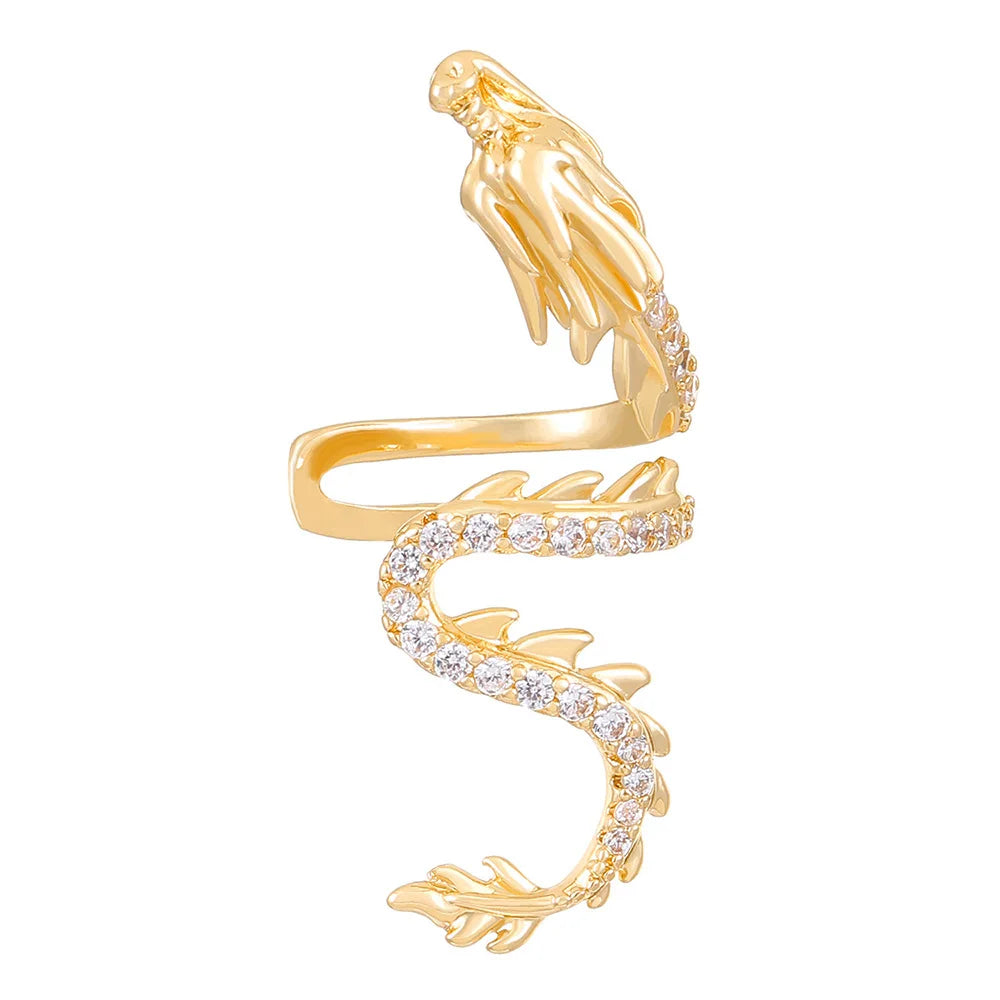 1 stücke Vintage China Loong Drachen eine Seite Ohr Knorpel Clip gefälschte Piercing Ohrring für Frauen Männer Modeschmuck Halloween