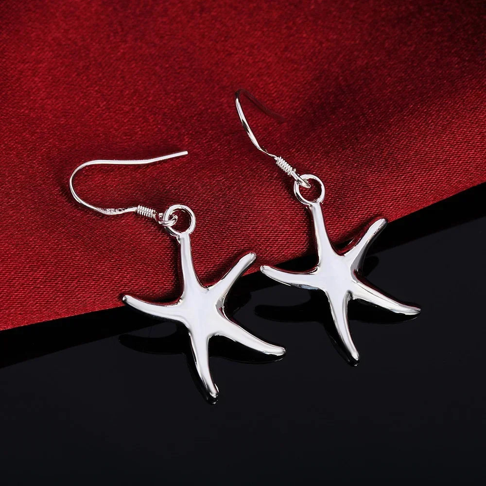 Heißer Verkauf, hübsche Ohrringe aus 925er-Sterlingsilber, niedliche Seestern-Ohrringe für Damen, Mode, Party, Hochzeit, Geburtstag, Geschenke, klassischer Schmuck