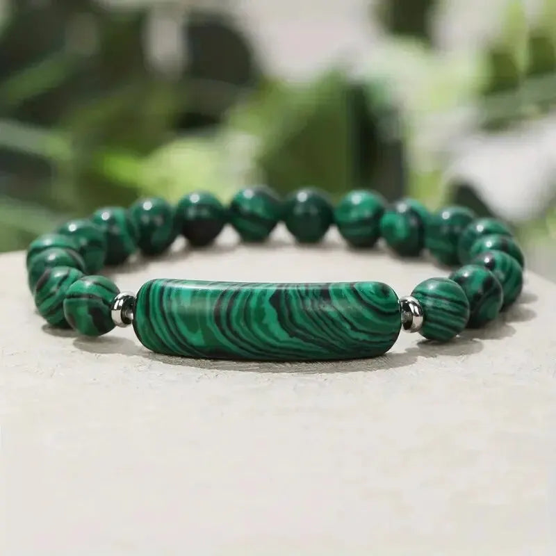 1 Stück Heilung handgemachtes Steinarmband Türkis Natürlicher Malachit Edelstein Kristall Raues Armband Körper Energie Yoga