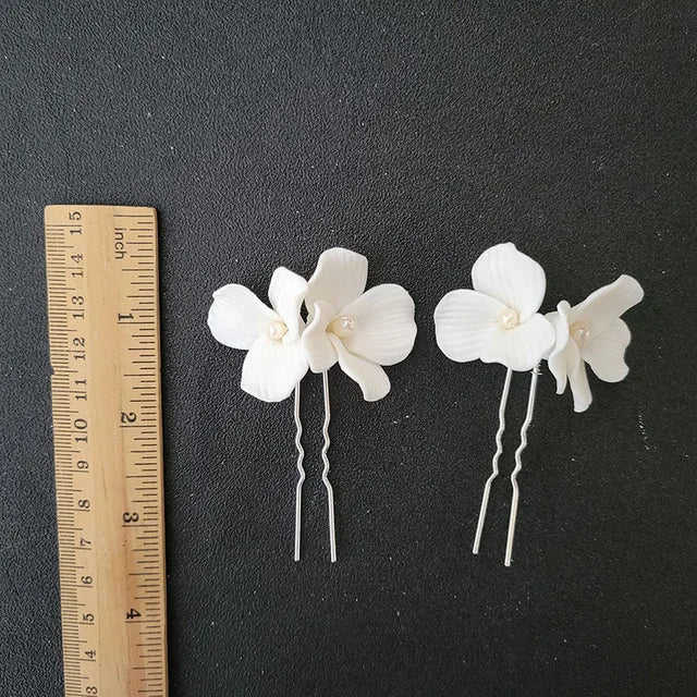 SLBRIDAL Handgemachte Luxus Strass Süßwasser Perlen Ceram Blume Braut Tiara Hochzeit Brautjungfern Krone Frauen Haar Schmuck