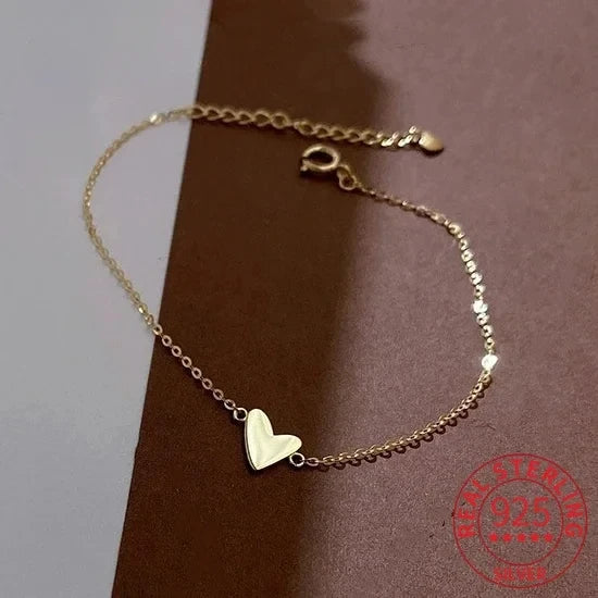 Softpig echte 925 Sterling Silber minimalist ischen 14 Karat Gold Herz Charm Armbänder für Frauen niedlichen feinen Schmuck leichte Luxus-Accessoires