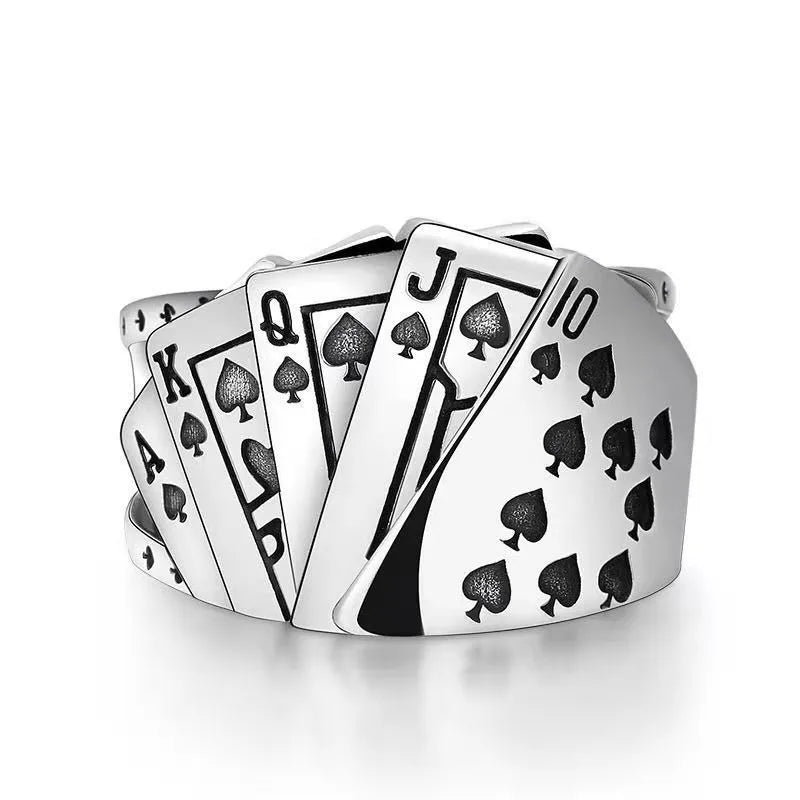 Mode Öffnung Ringe für Frauen Männer Spielkarte Finger Edelstahl Glück Poker Ring Party Mode Schmuck Geschenke Zubehör
