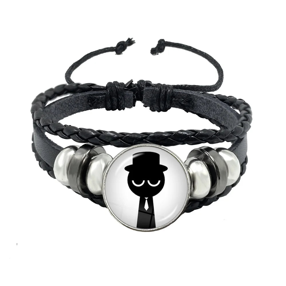 Sprunki Incredibox Anime Cartoon Charakter Leder Seil Armband Kunst Mehrschichtige geflochtene Armbänder Handgefertigte Schmuckzubehör