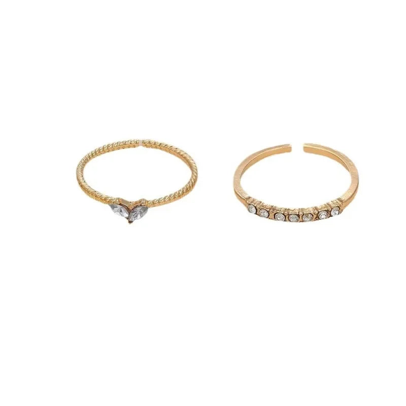 Neue Mode Gold Silber Farbe Herz Ringe Set für Frauen Mädchen Luxus Zirkonia Twist Hochzeit Ring Mode Schmuck Geschenke