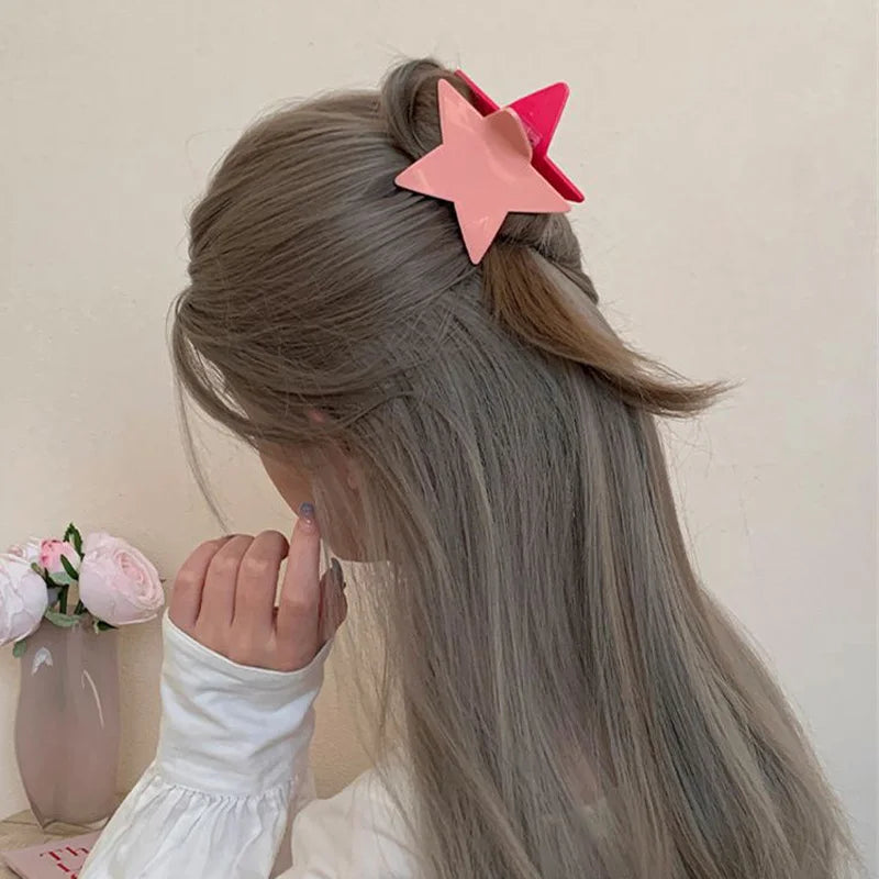 Y2k Sterne Haar Krallen clip für Frauen Acryl Pentagramm große Hai Clips glänzende fünfzackige Stern Haars pange koreanische Haarschmuck