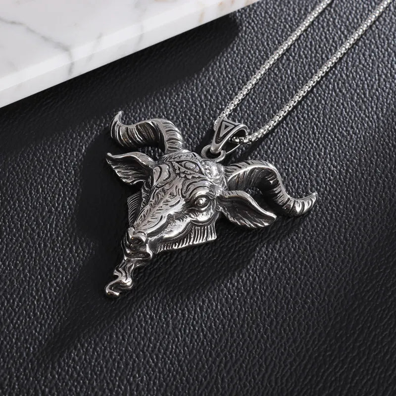 Retro Dämon Satan Schaf Kopf Auge der Wahrheit Halskette Luzifer Anhänger männer Punk Gothic Trendy Party Schmuck