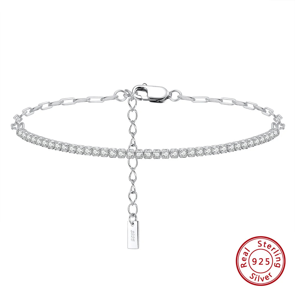 ORSA JEWELS 14 Karat vergoldete Büroklammerketten Tennisarmband für Damen, 925er Sterlingsilber, handgefertigte Armbänder, Schmuck SB141