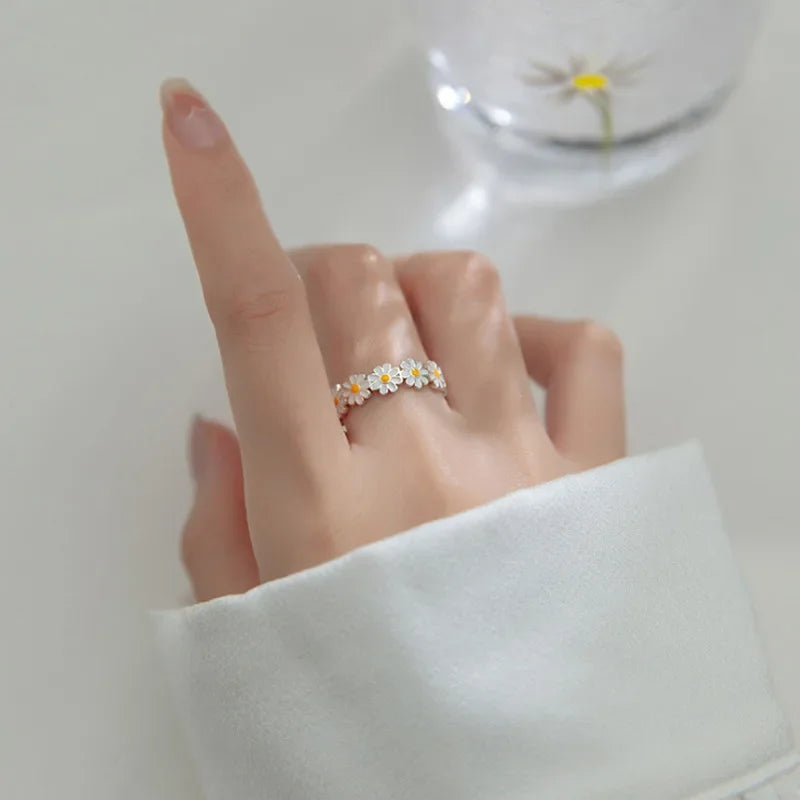 Vintage Gänseblümchen-Blumen-Ringe für Frauen, Stil, verstellbare Öffnung, Fingerring, Braut, Hochzeit, Verlobung, Statement-Schmuck